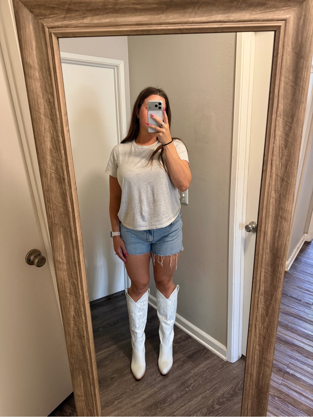 White Western Cowboy Boots - Embroidered Tall Boot